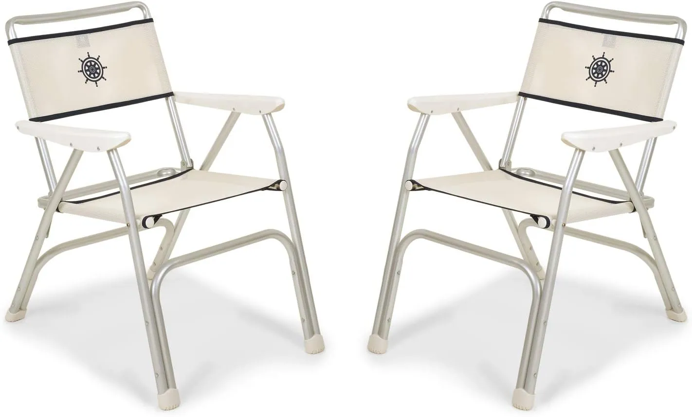 FORMA MARINE Boat Chairs White Vinyl MESH Deck Folding Marine Aluminum Furniture Set of 2 M100PW