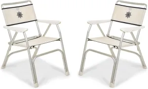 FORMA MARINE Boat Chairs White Vinyl MESH Deck Folding Marine Aluminum Furniture Set of 2 M100PW