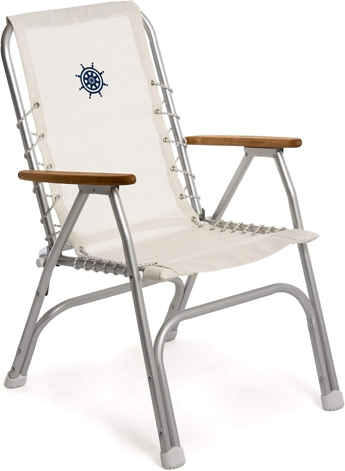 FORMA MARINE High Back Deck Chair, Boat Chair, Folding, Anodized, Aluminium, White Vinyl MESH, Model M150VW