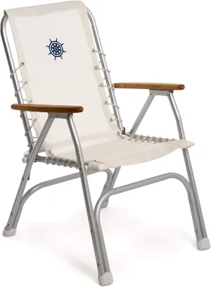 FORMA MARINE High Back Deck Chair, Boat Chair, Folding, Anodized, Aluminium, White Vinyl MESH, Model M150VW