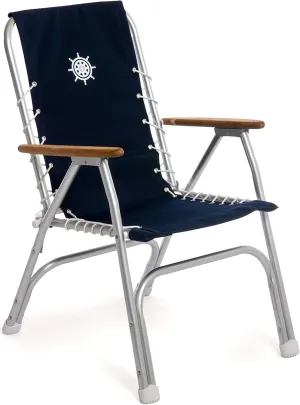FORMA MARINE High Back Navy Blue Deck Chair, Boat Chair, Folding, Anodized, Aluminium, Model M150NB