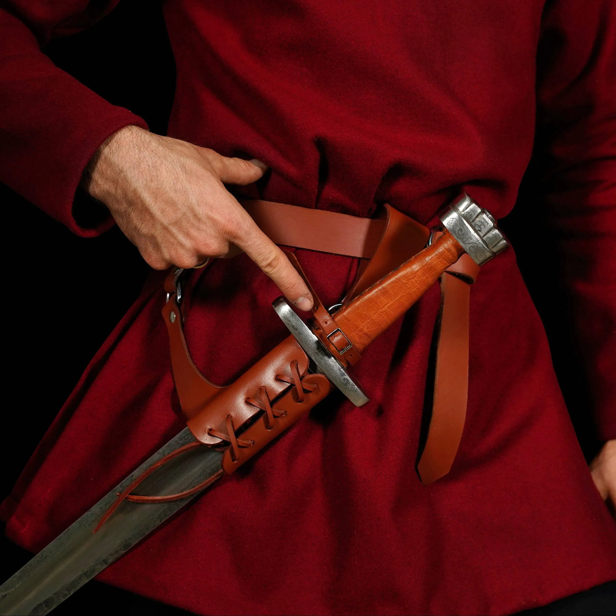 Full grain Leather Sword Frog for Left or Right Handedness