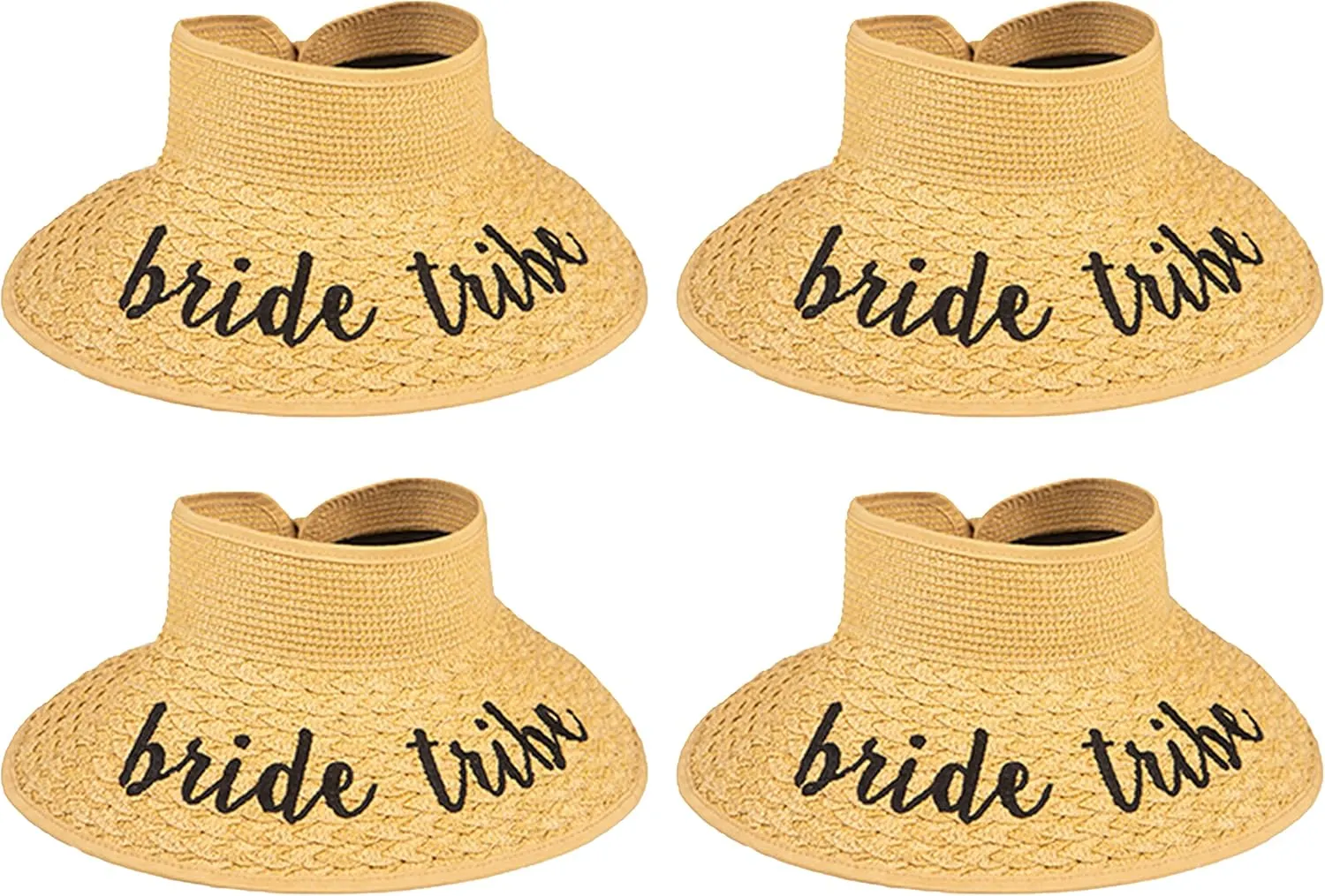 Funky Junque Women’s Sun Visor Wide Brim Straw Roll up Ponytail Hat
