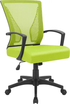 Furmax Office Chair Ergonomic Computer Desk Mesh Chair Mid Back Swivel Lumbar Support with Armrest (1, Cyan)