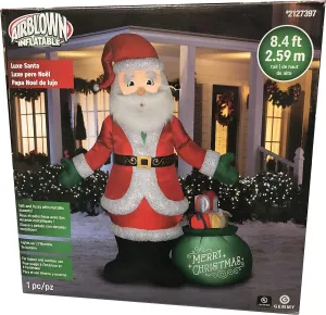 Gemmy 8.4Ft. Tall Christmas Inflatable Airblown Santa Claus in Soft and Fuzzy Suit with Bag Full of Presents Indoor/Outdoor Holiday Decoration