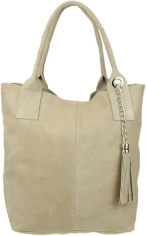 Girly HandBags Womens Open Top Real Italian Suede Metallic Shoulder Bag