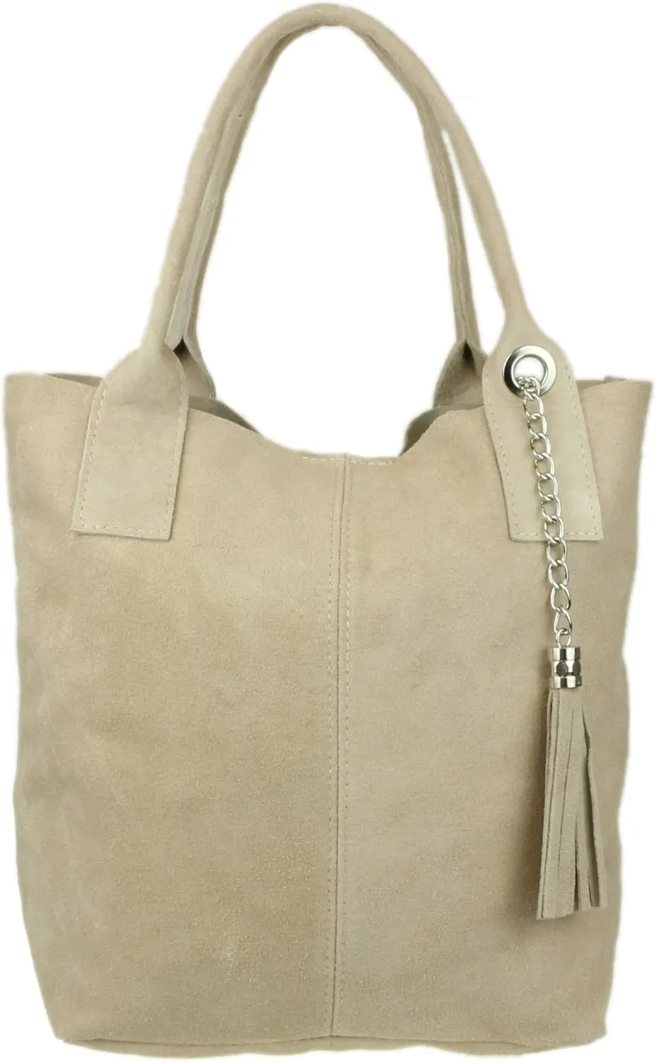 Girly HandBags Womens Open Top Real Italian Suede Metallic Shoulder Bag