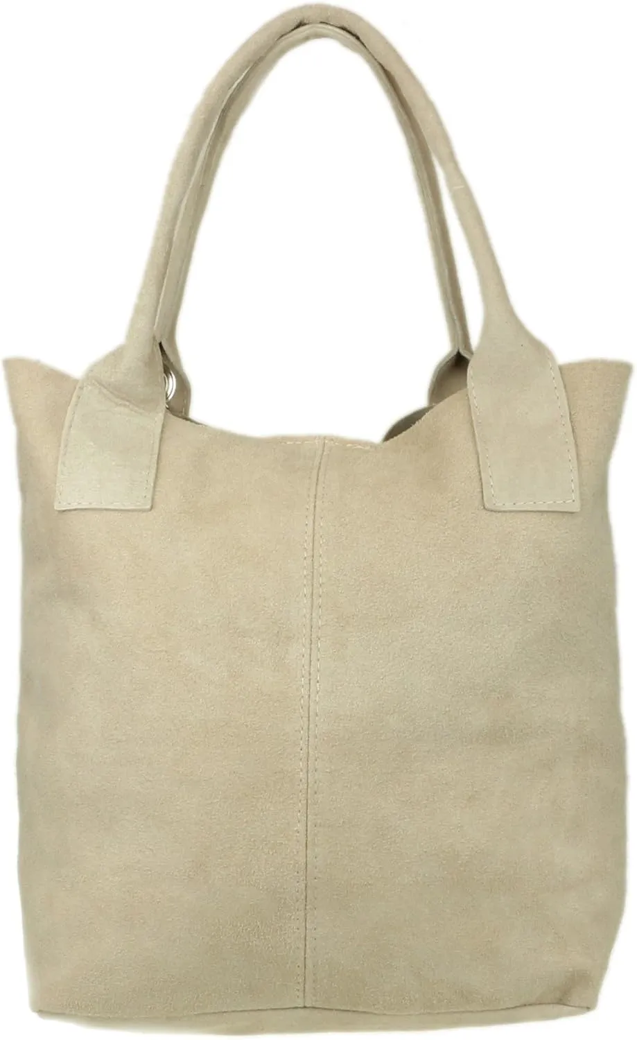 Girly HandBags Womens Open Top Real Italian Suede Metallic Shoulder Bag