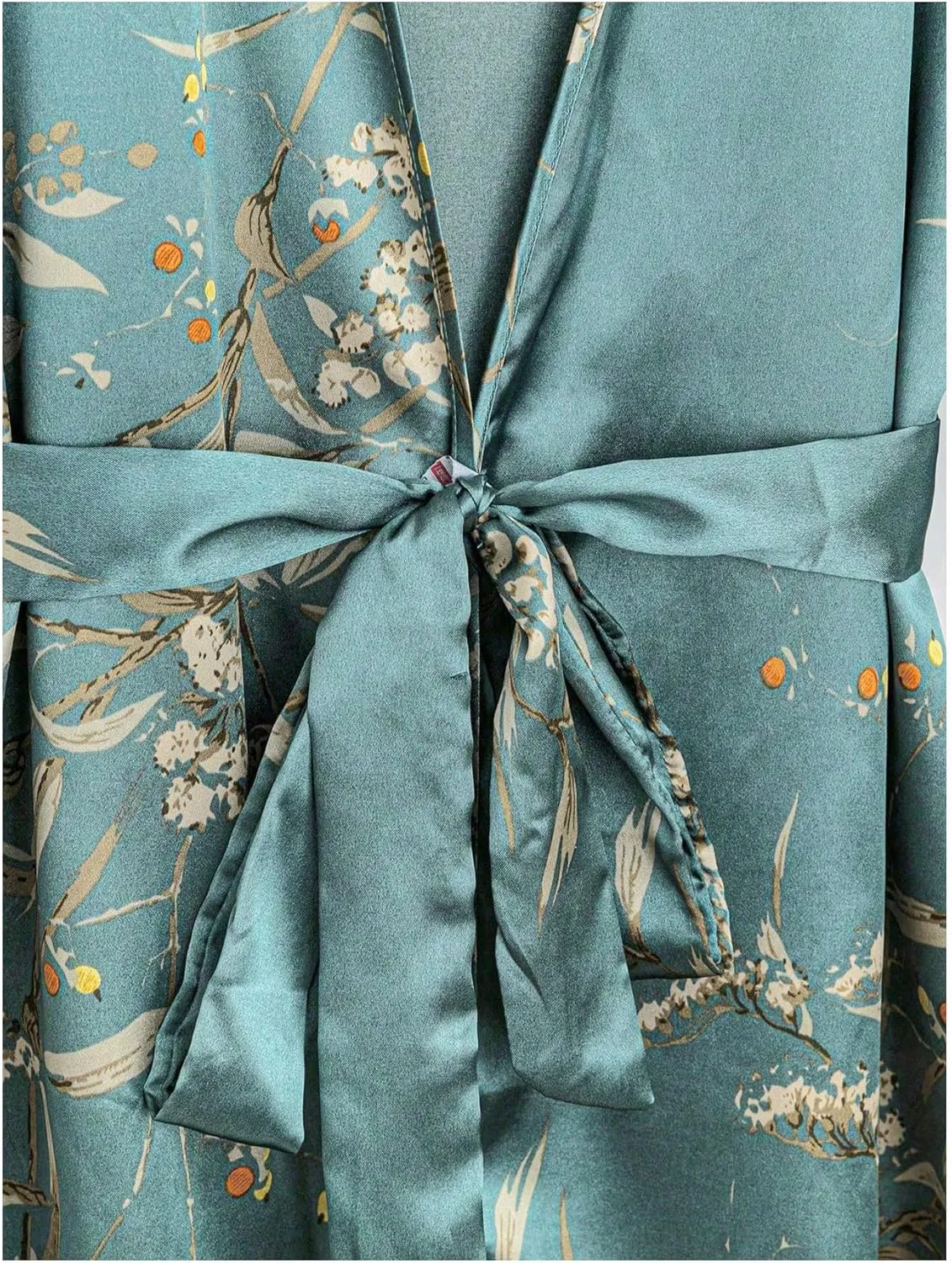 GORGLITTER Women's 5 Piece Floral Print Satin Pajama Set Nightgown Robe Cami Shorts Sleepwear with Storage Bag