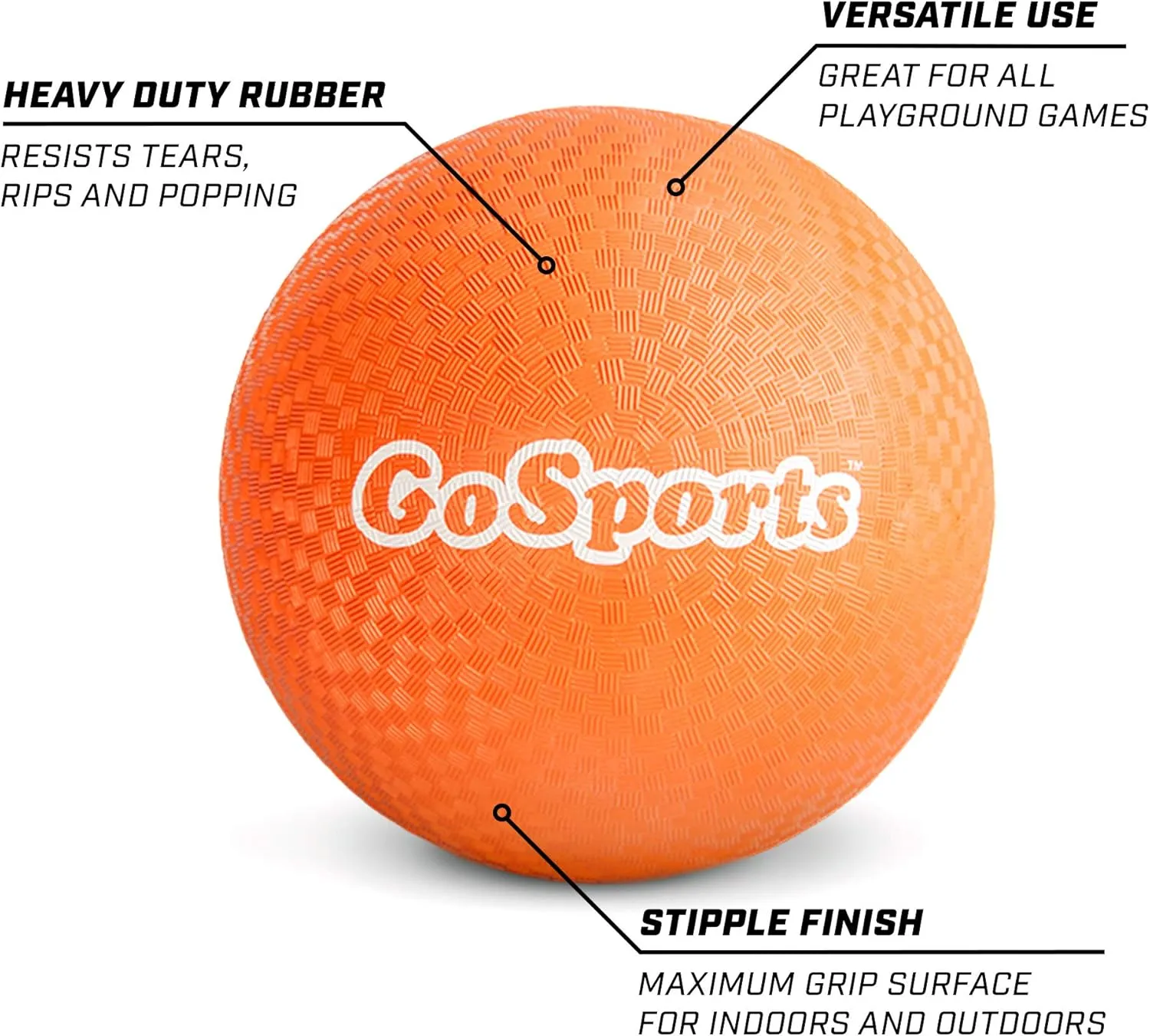 GoSports Playground Balls for Kids - Choose 8.5” or 10” Sizes - Heavy Duty Set of 6 with Carry Bag and Ball Pump