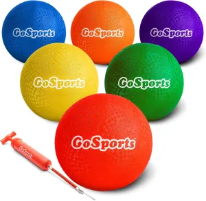 GoSports Playground Balls for Kids - Choose 8.5” or 10” Sizes - Heavy Duty Set of 6 with Carry Bag and Ball Pump