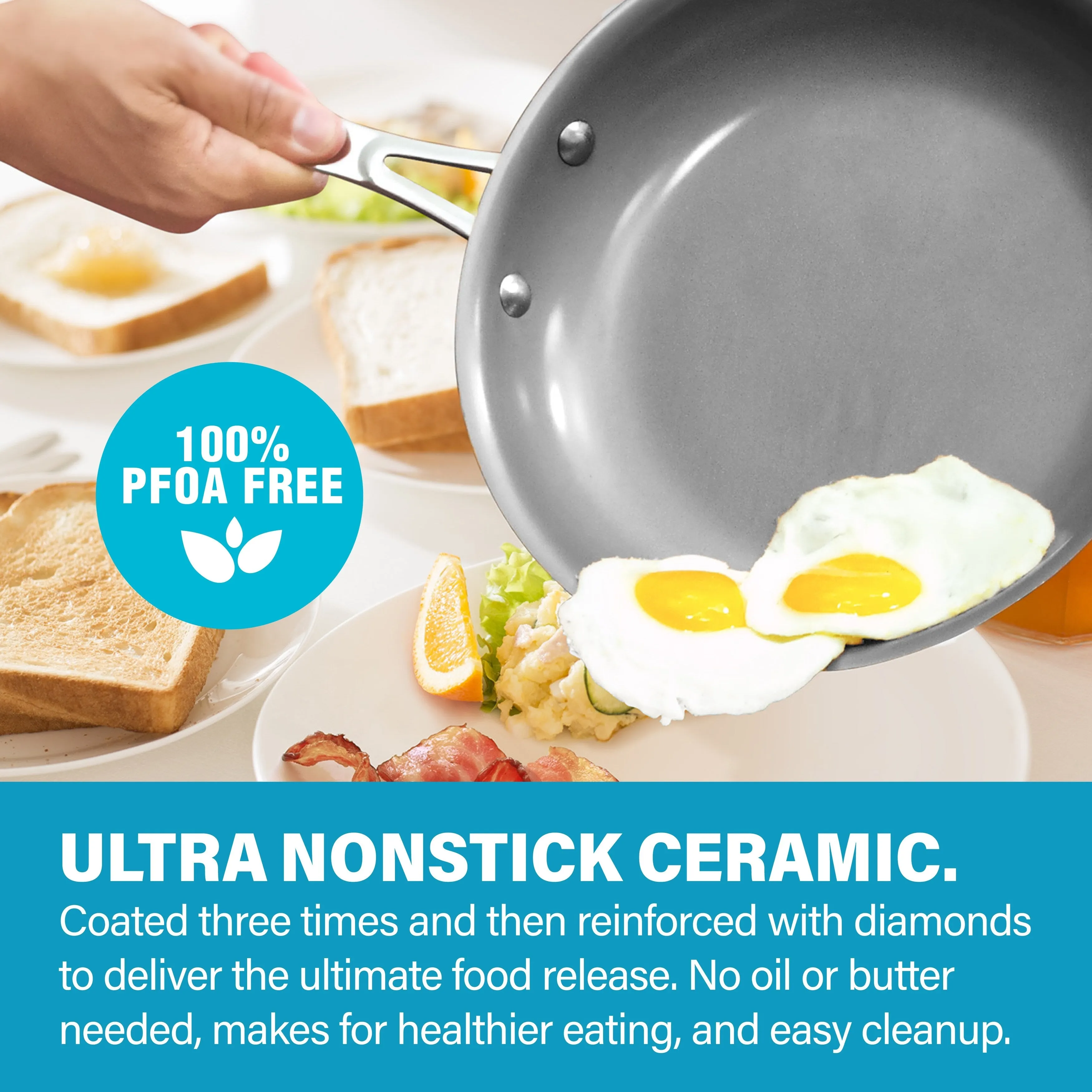 Gotham Steel Aqua Blue 12" Nonstick Fry Pan with Stay Cool Handle