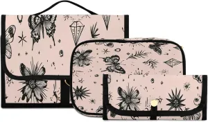 Graffiti Butterfly and Skull Women Men Travel Cosmetic Bag, Toiletry Bag Set, Portable Hanging Organizer for Toiletries, Cosmetics, Brushes