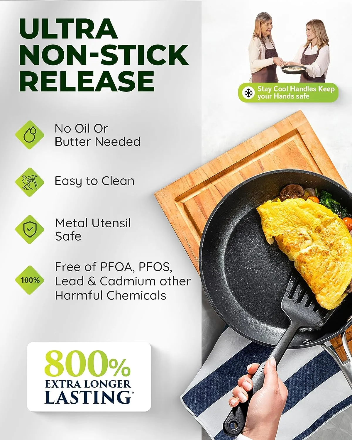 Granitestone Armor Max Pots and Pans 20 Pc Ultimate Durable Nonstick Cookware Set and Knives Set