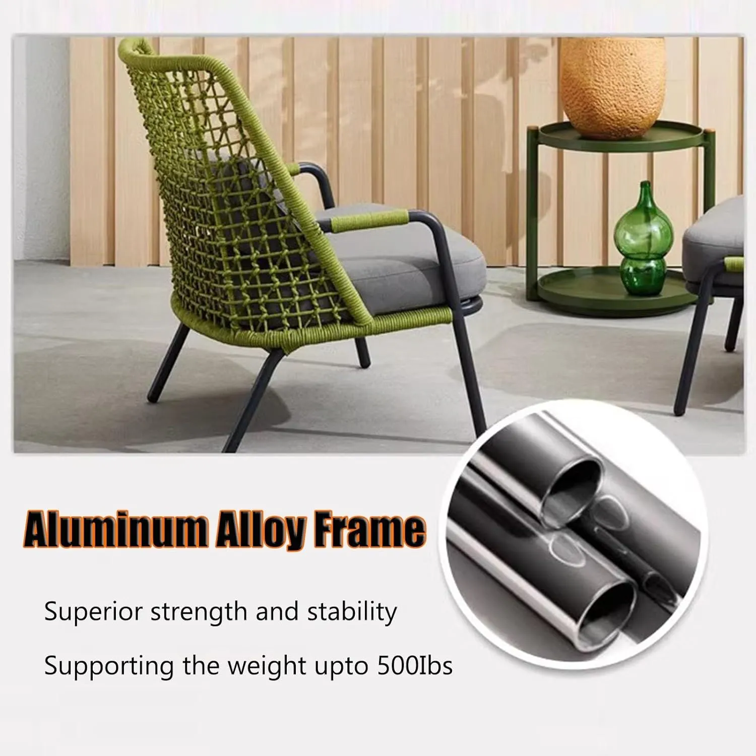Green Outdoor Patio Furniture Sofa W Cushions, Outdoor Conversation PE Wicker Chair Patio Sofa for Garden Backyard Deck(82X167X90CM) (One Color 77X80X90CM)