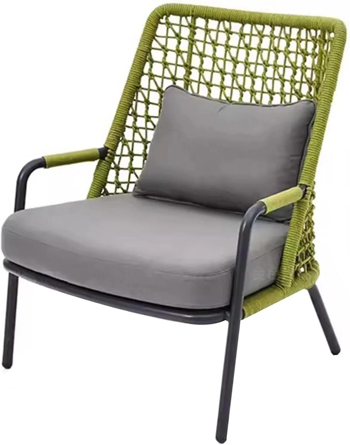 Green Outdoor Patio Furniture Sofa W Cushions, Outdoor Conversation PE Wicker Chair Patio Sofa for Garden Backyard Deck(82X167X90CM) (One Color 77X80X90CM)