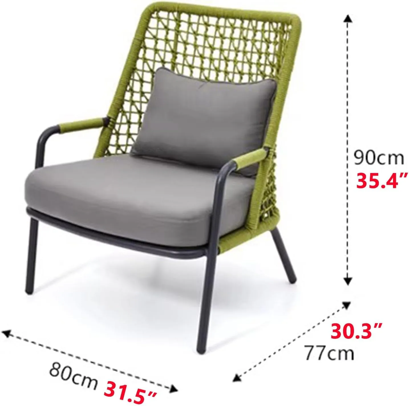 Green Outdoor Patio Furniture Sofa W Cushions, Outdoor Conversation PE Wicker Chair Patio Sofa for Garden Backyard Deck(82X167X90CM) (One Color 77X80X90CM)