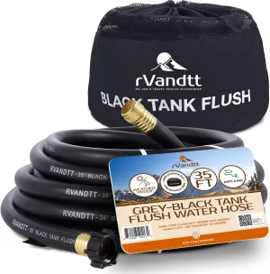 Grey/Black Sanitation Water Hose - Durable RV Accessories with Storage Bag - Camper Water Hose, No-Kink Design for Easy Water Flow - Heavy-Duty, UV-Resistant Hose - 35ft 5/8" diameter