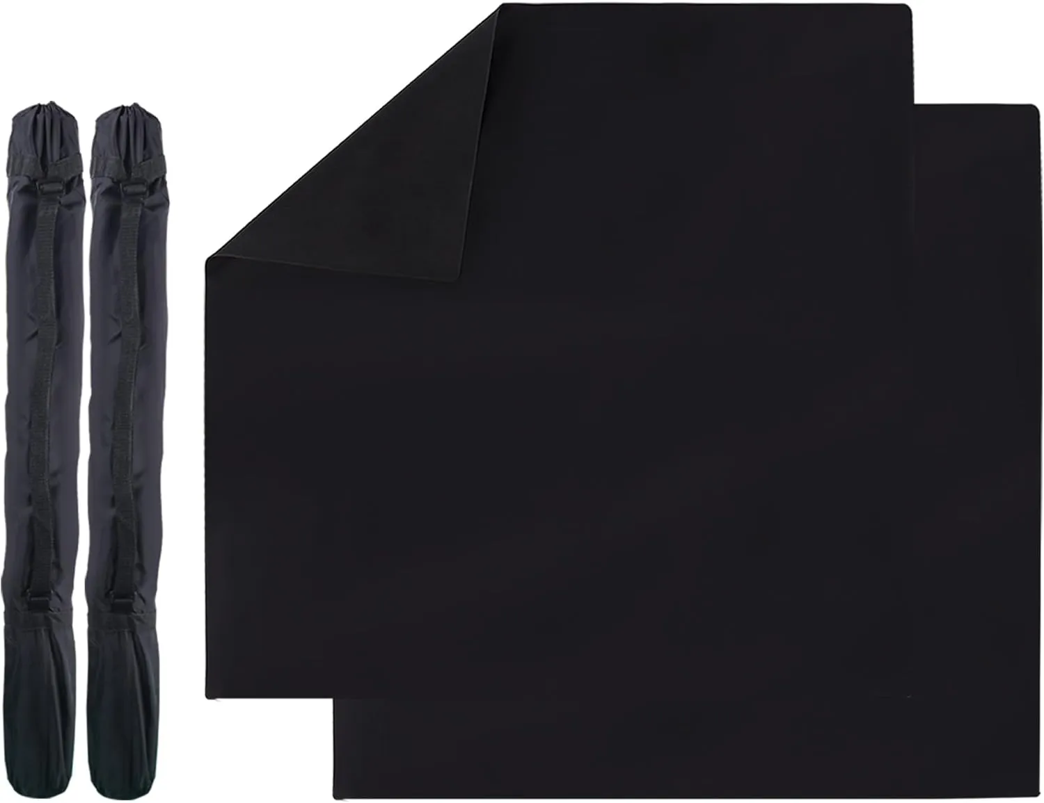GSE Games & Sports Expert 32 x 32 Inches Rubber Anti-Slip Playmat, Mahjong, Dominoes, Poker Cards and Board Games Tabletop Cover Mat with Carrying Bag (2-Pack, Black)