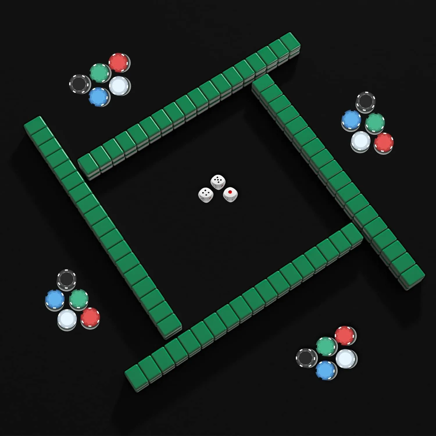 GSE Games & Sports Expert 32 x 32 Inches Rubber Anti-Slip Playmat, Mahjong, Dominoes, Poker Cards and Board Games Tabletop Cover Mat with Carrying Bag (2-Pack, Black)