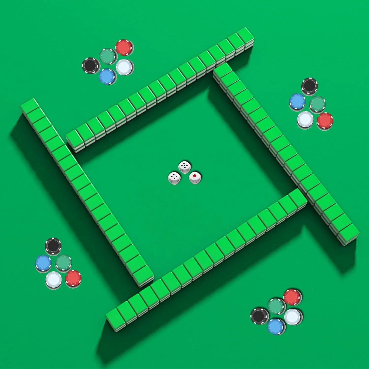 GSE Games & Sports Expert 32 x 32 Inches Rubber Anti-Slip Playmat, Mahjong, Dominoes, Poker Cards and Board Games Tabletop Cover Mat with Carrying Bag (2-Pack, Green)