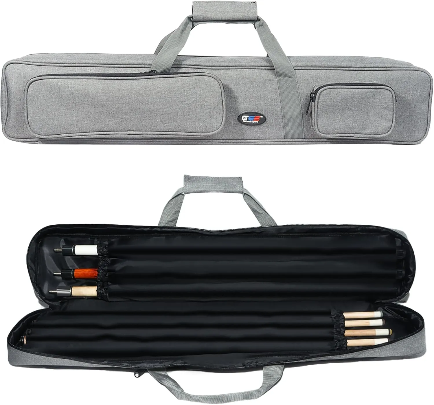 GSE Games & Sports Expert 3x4 Soft Pool Cue Case Billiard Pool Cue Stick Carrying Bag - Holds 3 Butts and 4 Shafts (Several Colors Available)