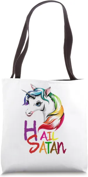 Hail Satan Unicorn Rainbow top one satanic design Tote Bag