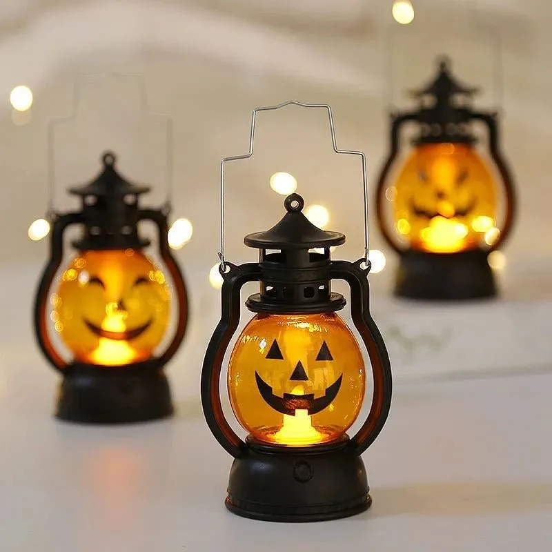 Halloween LED Pumpkin Lantern Lights Decorations - Pumpkin Skull LED Pony Halloween Lanterns for Halloween Decoration