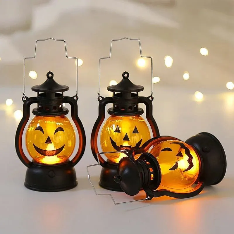 Halloween LED Pumpkin Lantern Lights Decorations - Pumpkin Skull LED Pony Halloween Lanterns for Halloween Decoration