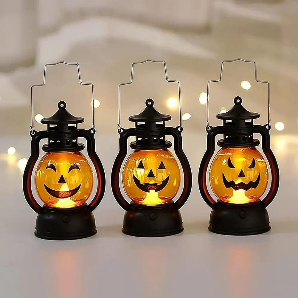 Halloween LED Pumpkin Lantern Lights Decorations - Pumpkin Skull LED Pony Halloween Lanterns for Halloween Decoration