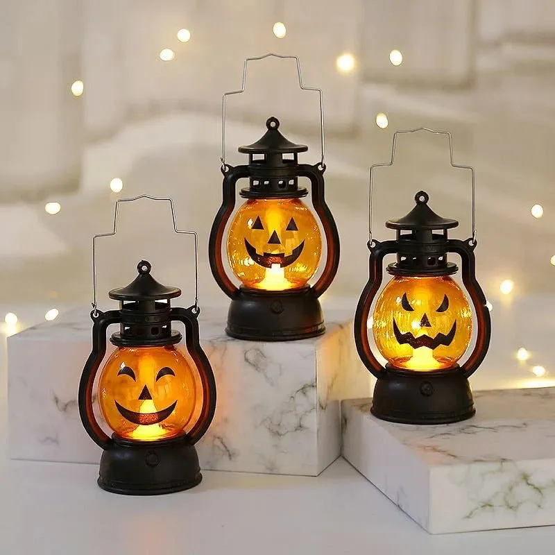 Halloween LED Pumpkin Lantern Lights Decorations - Pumpkin Skull LED Pony Halloween Lanterns for Halloween Decoration