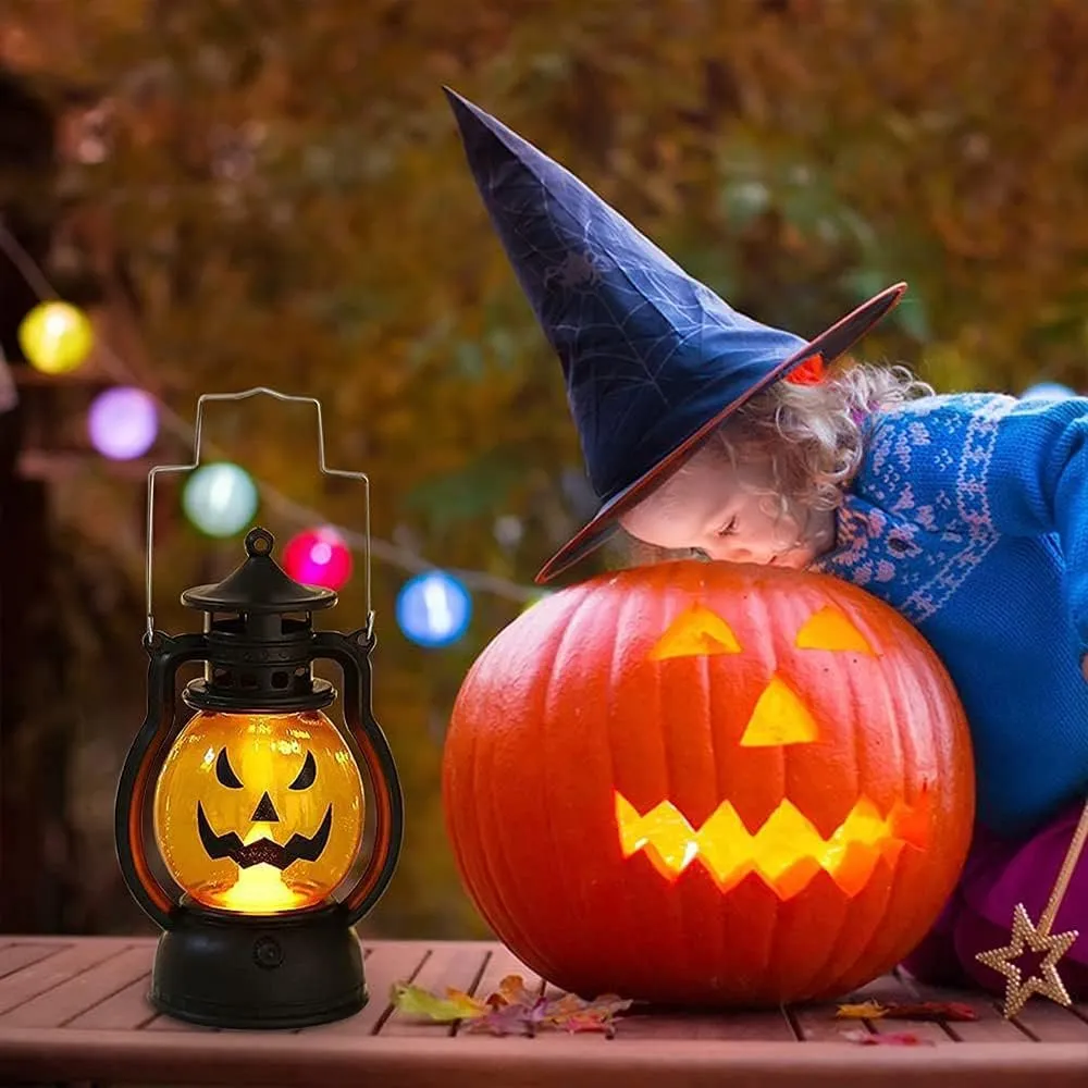 Halloween LED Pumpkin Lantern Lights Decorations - Pumpkin Skull LED Pony Halloween Lanterns for Halloween Decoration