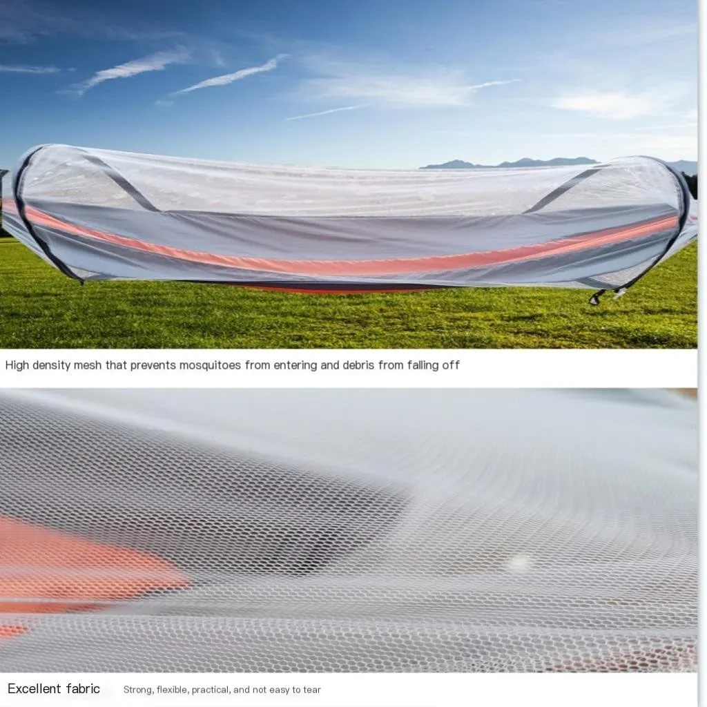 Hammock Automatic Mosquito Net, Anti-Rollover Hammock, Parachute, Bunis Spinning Camping Leisure Double Hanging Chair Hammocks for Outside(Gray)