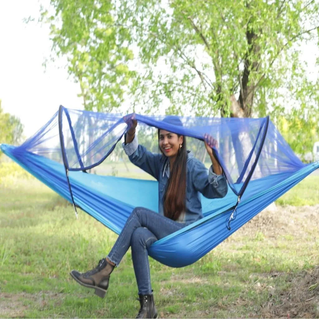 Hammock Automatic Mosquito Net, Anti-Rollover Hammock, Parachute, Bunis Spinning Camping Leisure Double Hanging Chair Hammocks for Outside(Gray)