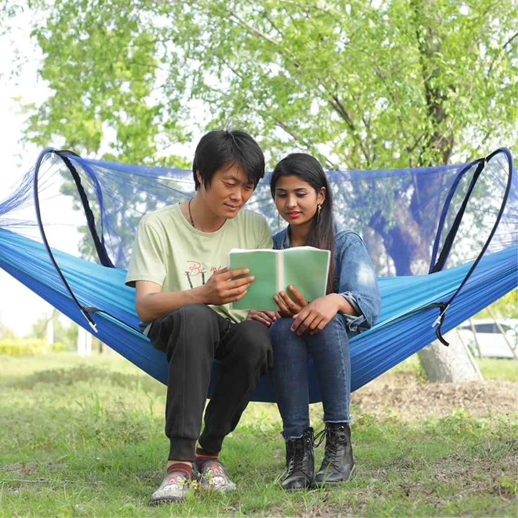 Hammock Automatic Mosquito Net, Anti-Rollover Hammock, Parachute, Bunis Spinning Camping Leisure Double Hanging Chair Hammocks for Outside(Gray)