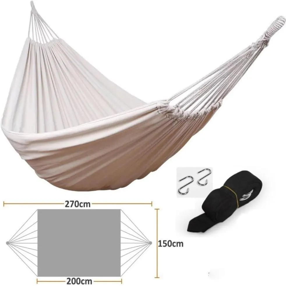 Hammock Double Beach Hammock Indoor Outdoor Camping Swing Portable Canvas Balcony Lazy Courtyard Hammock Hanging Chair Hammocks for Outside(B)