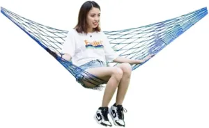 Hammock Hammock Outdoor Swing Mesh Wild Adult Thick Nylon Rope Indoor Home Bedroom Sleeping Hanging Chair Rocking Bed Hammocks for Outside(Blue,Small)