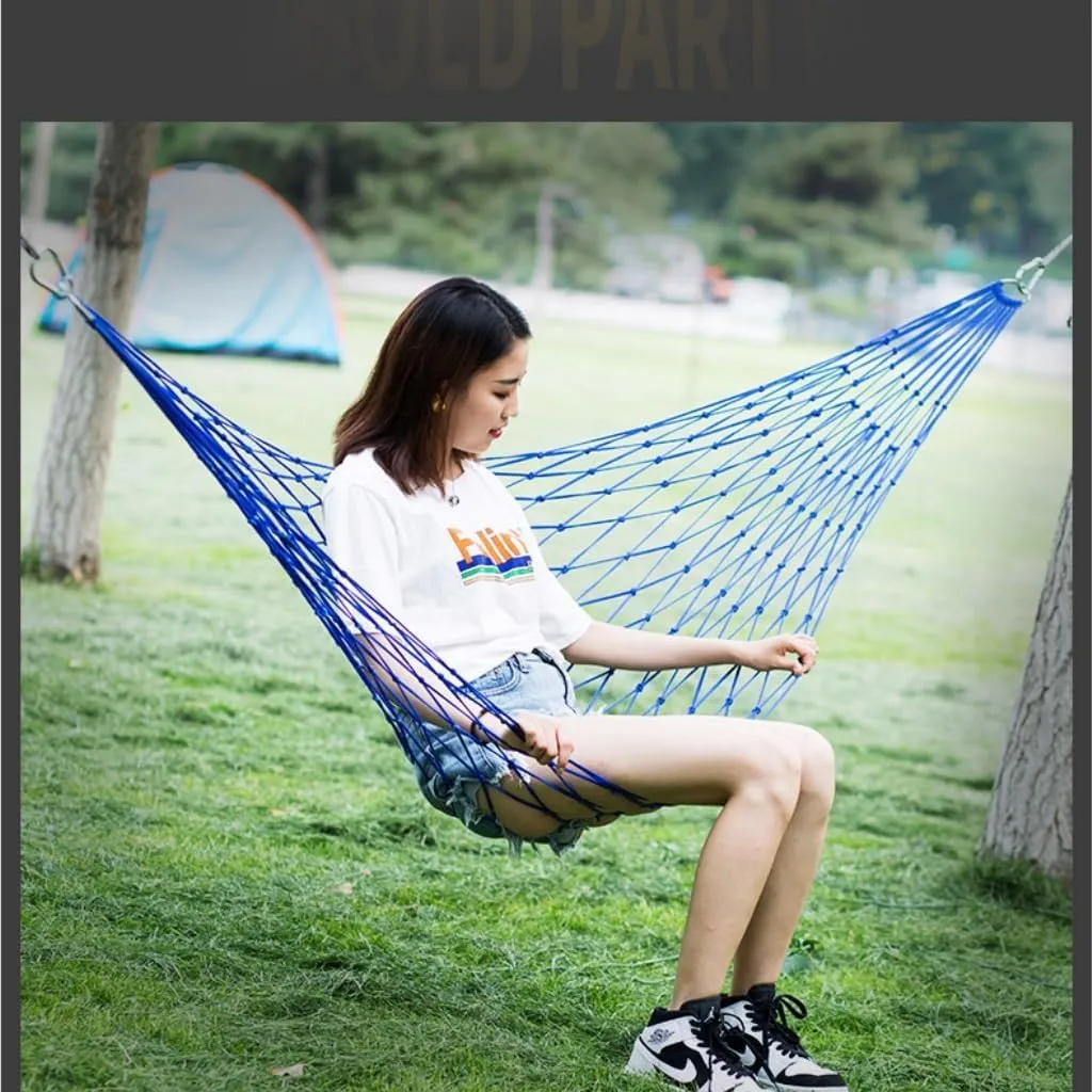 Hammock Hammock Outdoor Swing Mesh Wild Adult Thick Nylon Rope Indoor Home Bedroom Sleeping Hanging Chair Rocking Bed Hammocks for Outside(Green,Small)