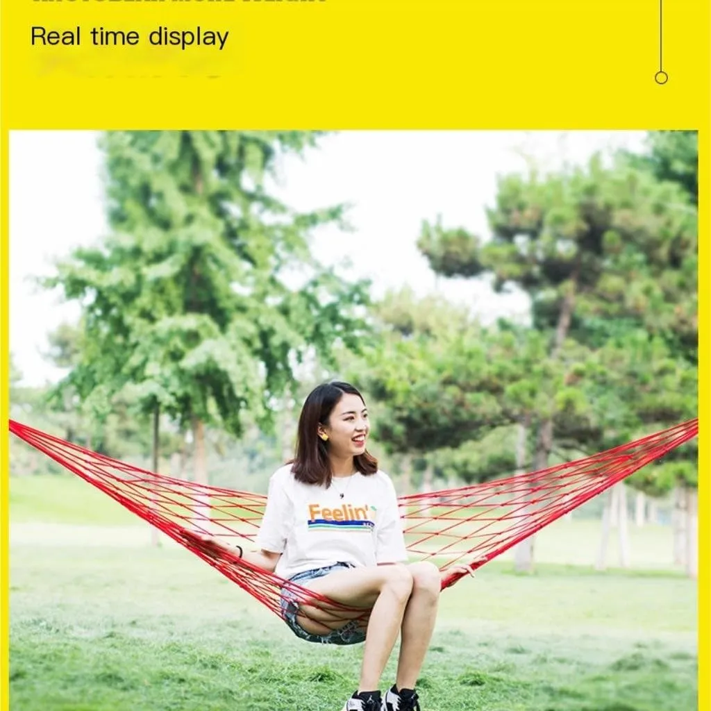 Hammock Hammock Outdoor Swing Mesh Wild Adult Thick Nylon Rope Indoor Home Bedroom Sleeping Hanging Chair Rocking Bed Hammocks for Outside(Green,Small)