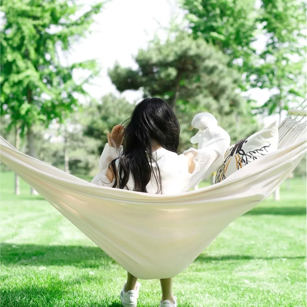 Hamock Hammock Outdoor Swing Camping Single Double Bedroom Adult Sleeping Anti-Rollover Thickened Hanging Chair Hanmock(White,B)