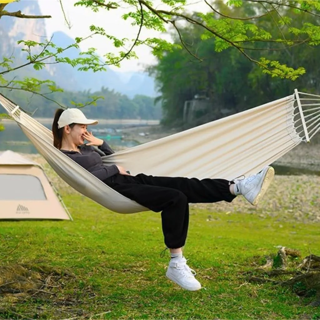 Hamock Hammock Outdoor Swing Camping Single Double Bedroom Adult Sleeping Anti-Rollover Thickened Hanging Chair Hanmock(White,B)