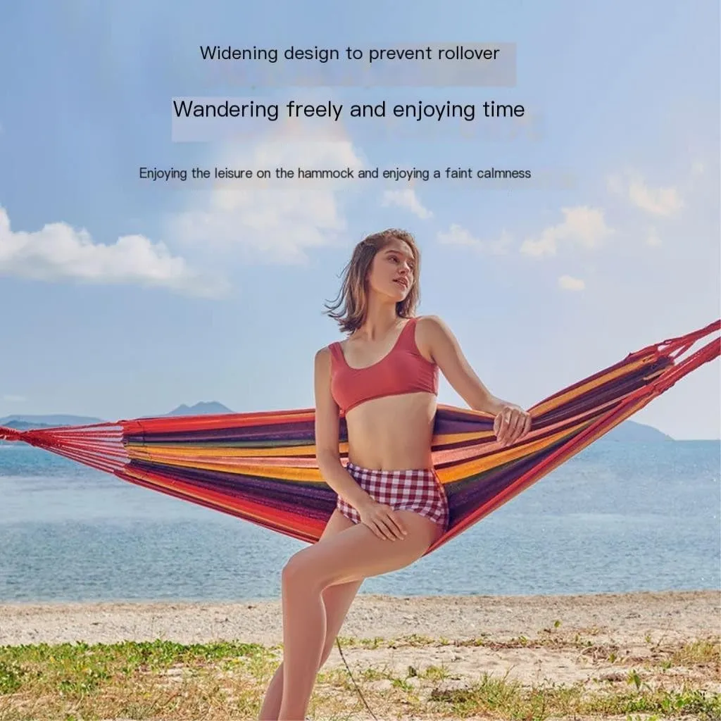 Hamock Outdoor Hammock Thickened Anti-Rollover Hanging Tree Rope Hanging Chair Double Indoor Home Portable Hammock Hanmock(Blue)