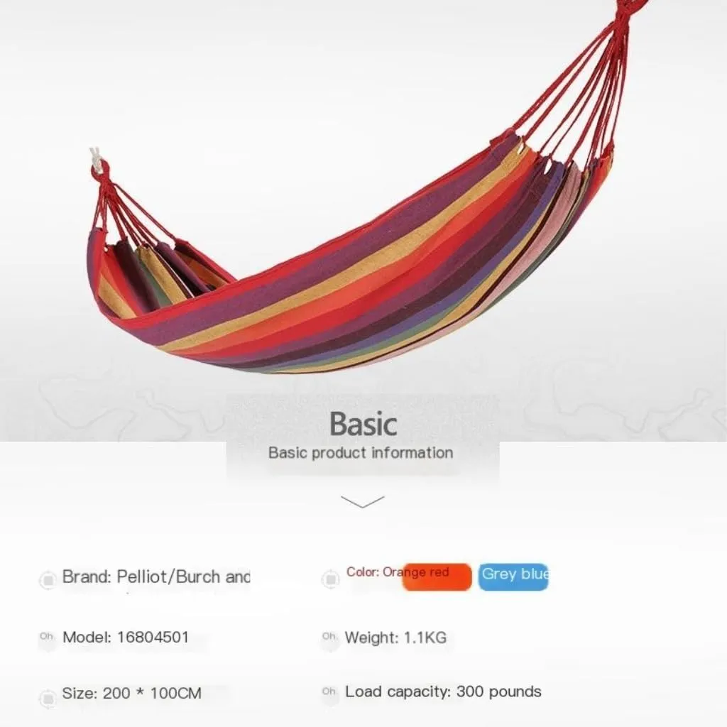 Hamock Outdoor Hammock Thickened Anti-Rollover Hanging Tree Rope Hanging Chair Double Indoor Home Portable Hammock Hanmock(Blue)