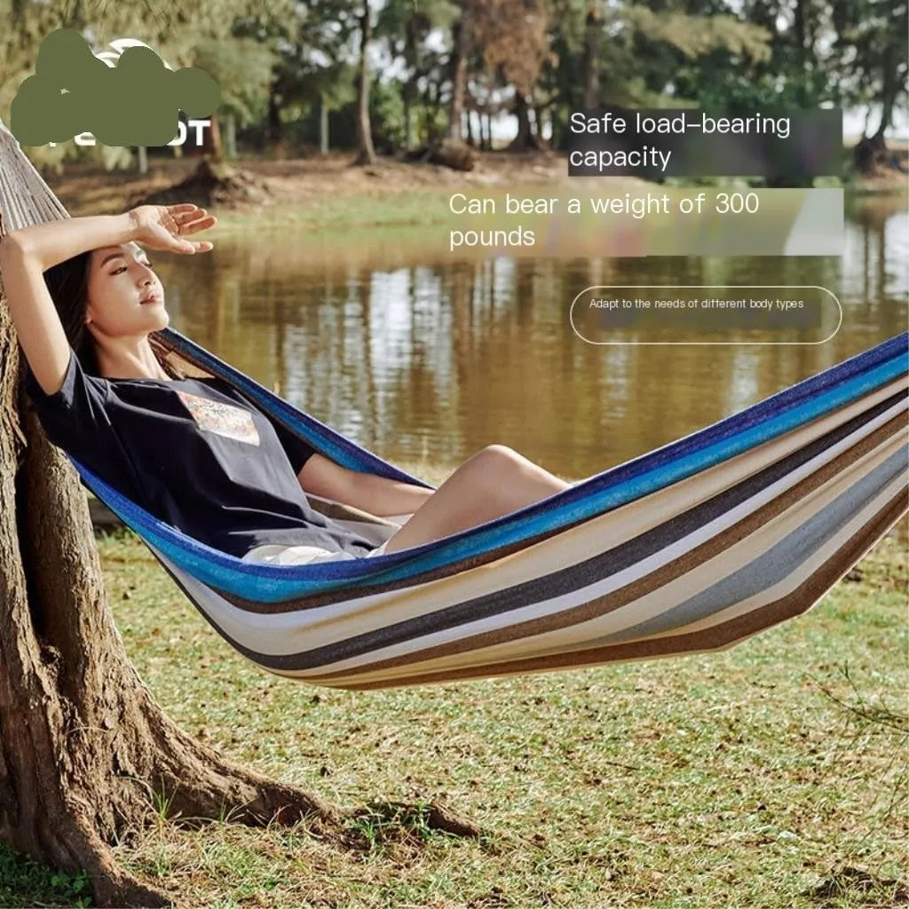 Hamock Outdoor Hammock Thickened Anti-Rollover Hanging Tree Rope Hanging Chair Double Indoor Home Portable Hammock Hanmock(Blue)