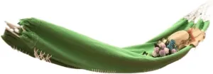 Hamock Outdoor Tassel Canvas Hammock Camping Beach Enlarged Double Swing Bohemian Outdoor Supplies Hanging Chair Hanmock(Green)