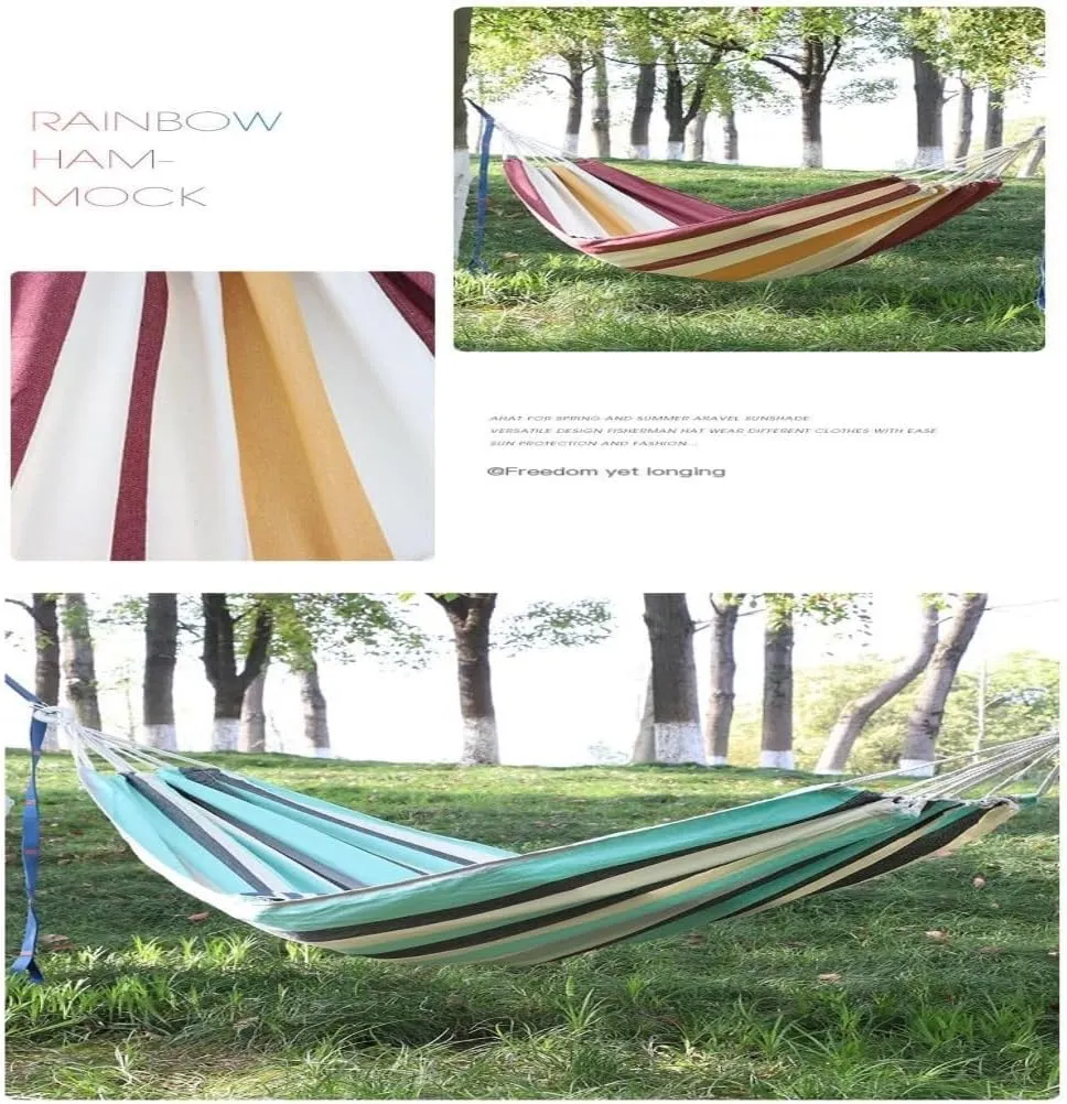 Hamock Thickened Cotton Canvas Camping Hammock Sheets Double Hammock Outdoor Camping Swing Dormitory Hanging Chair Hanmock(A)
