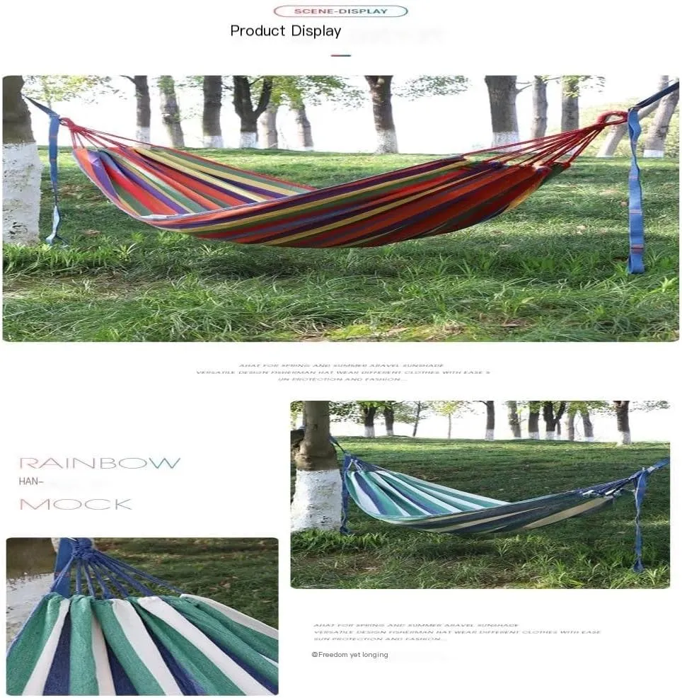 Hamock Thickened Cotton Canvas Camping Hammock Sheets Double Hammock Outdoor Camping Swing Dormitory Hanging Chair Hanmock(A)