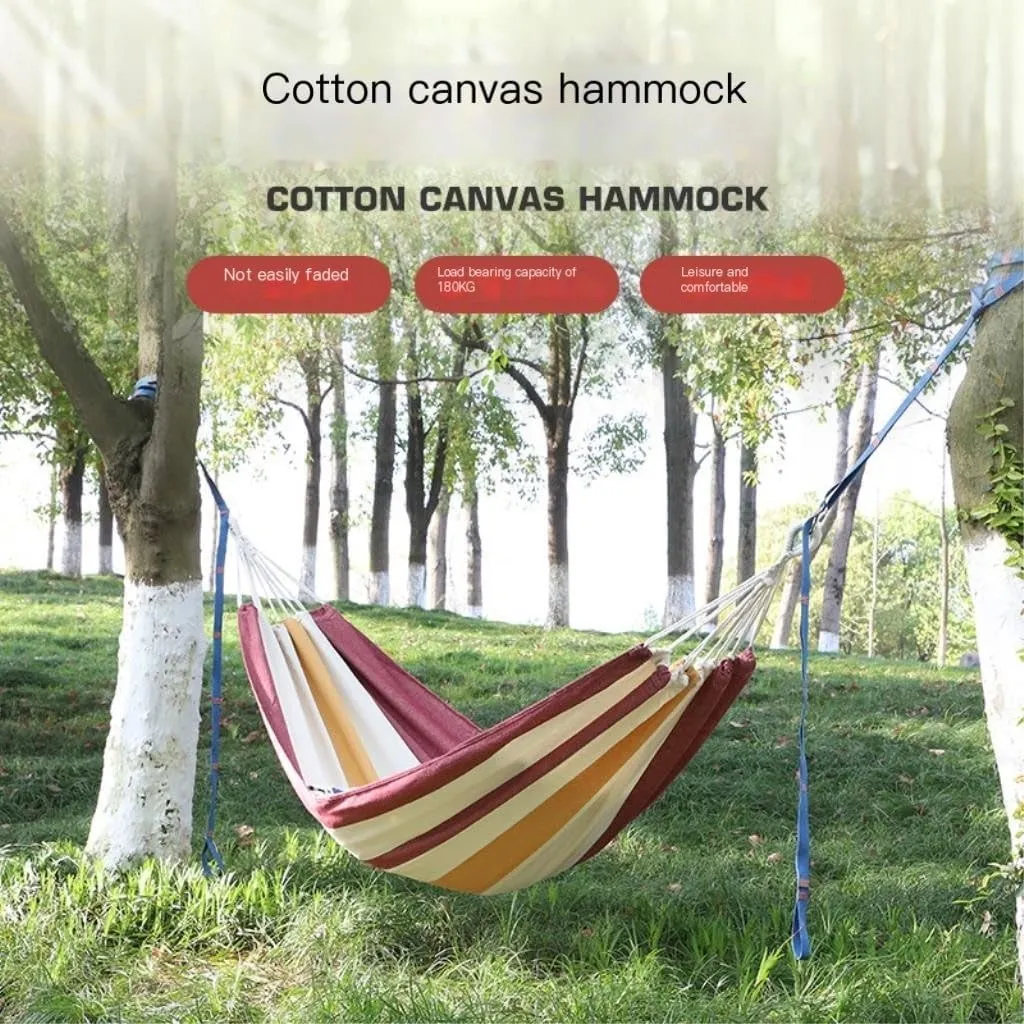Hamock Thickened Cotton Canvas Camping Hammock Sheets Double Hammock Outdoor Camping Swing Dormitory Hanging Chair Hanmock(A)