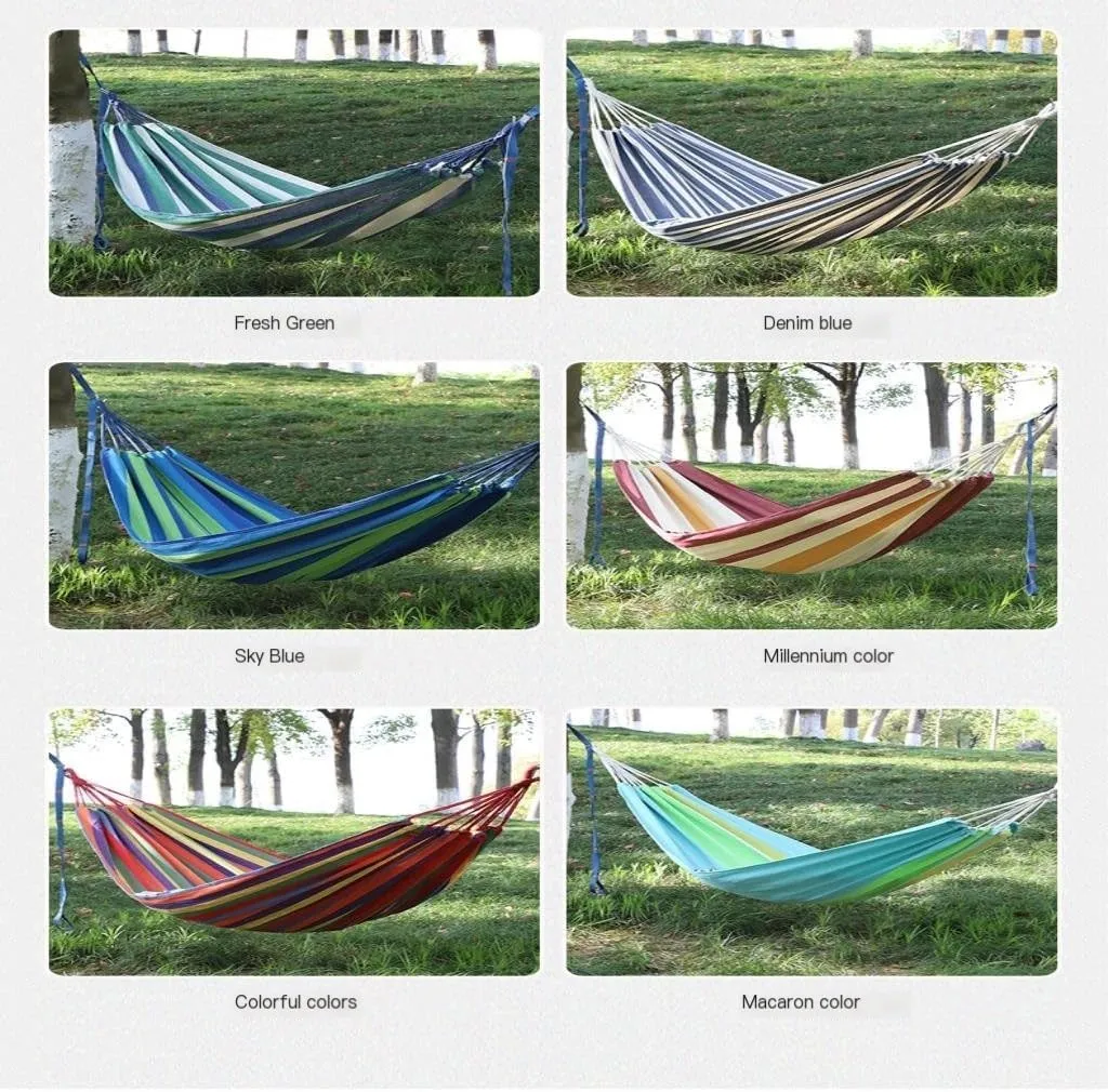 Hamock Thickened Cotton Canvas Camping Hammock Sheets Double Hammock Outdoor Camping Swing Dormitory Hanging Chair Hanmock(A)