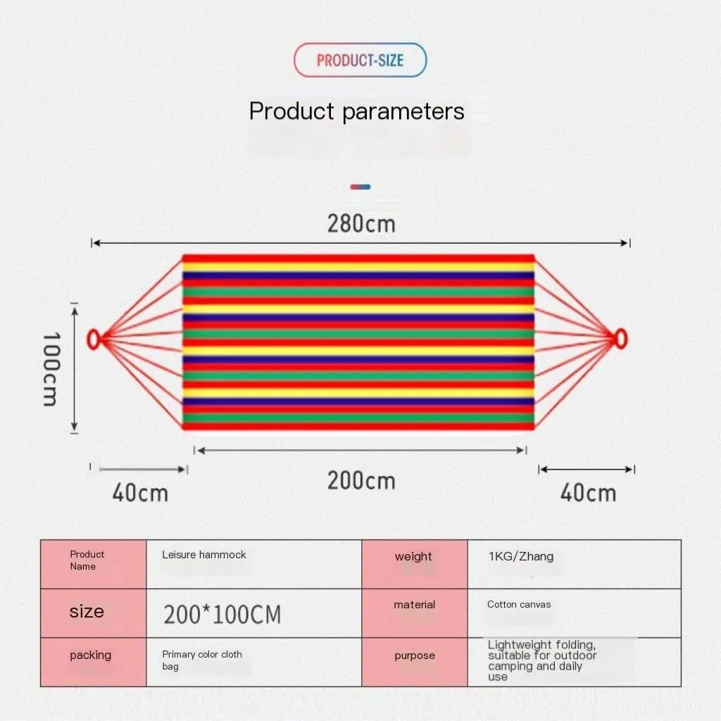 Hamock Thickened Cotton Canvas Camping Hammock Sheets Double Hammock Outdoor Camping Swing Dormitory Hanging Chair Hanmock(A)